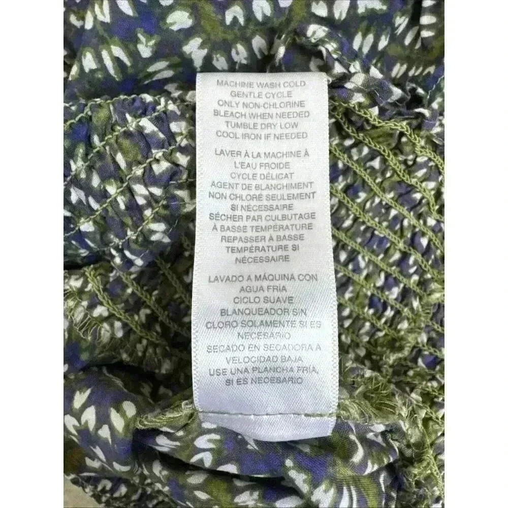 MICHAEL KORS Abstract Green Blue Print Ruffle Top Size S Elastic Waist - Picture 8 of 8